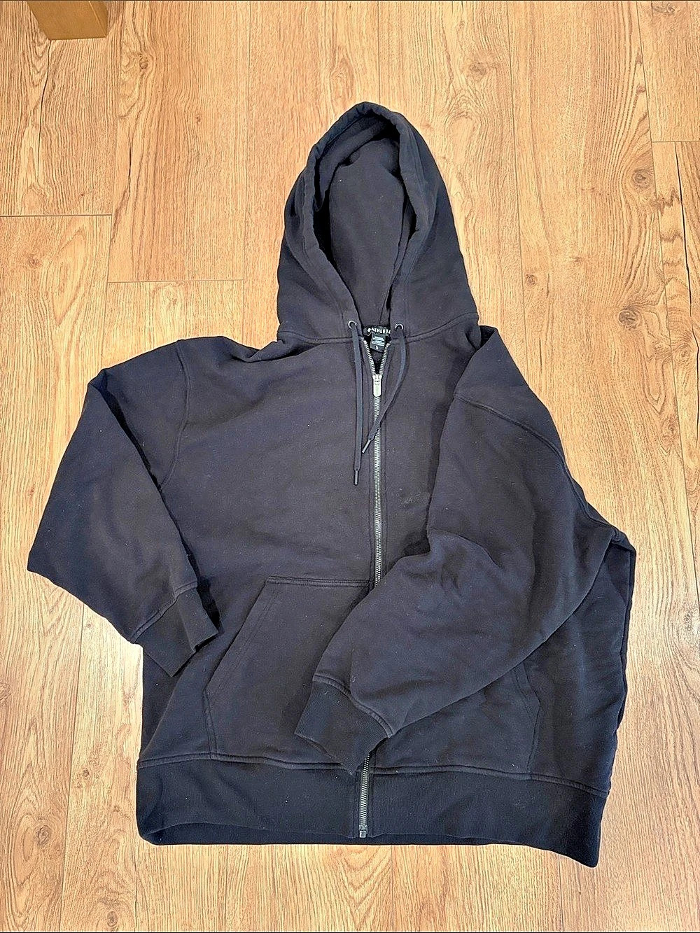 Athleta Forever Fleece Full Zip Sweatshirt Black Large